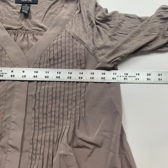 Style&Co Womens Pleated Open-Front Blouse Tan Beige Gray XS - Picture 4 of 5